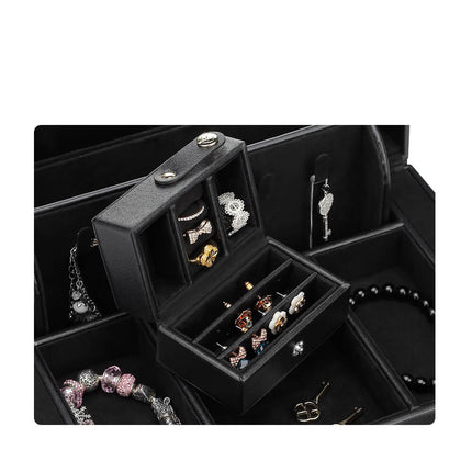 Smykkeskrin I Ægte Læder Sort
