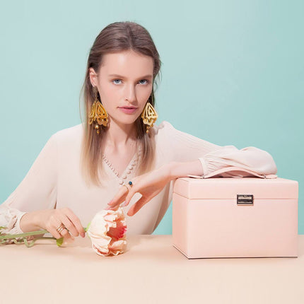 Smykkeskrin I Ægte Læder Sort