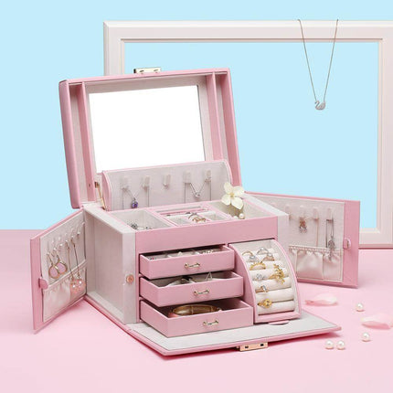 Smykkeskrin I Ægte Læder Sort