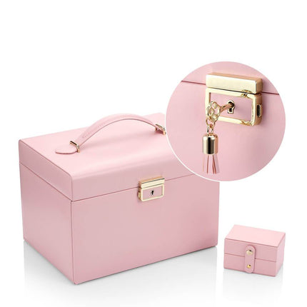 Smykkeskrin I Ægte Læder Sort