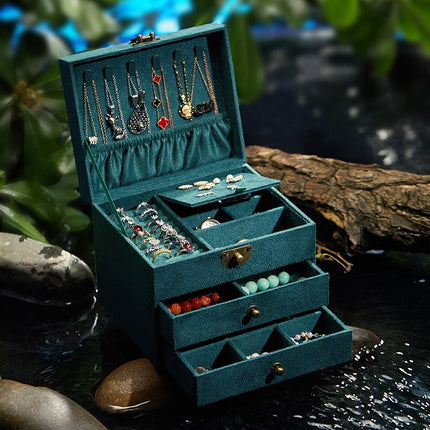 Grøn Velour Smykkeskrin