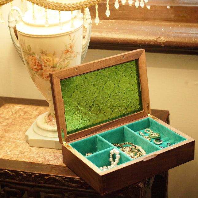 Antik Smykkeskrin I Glas