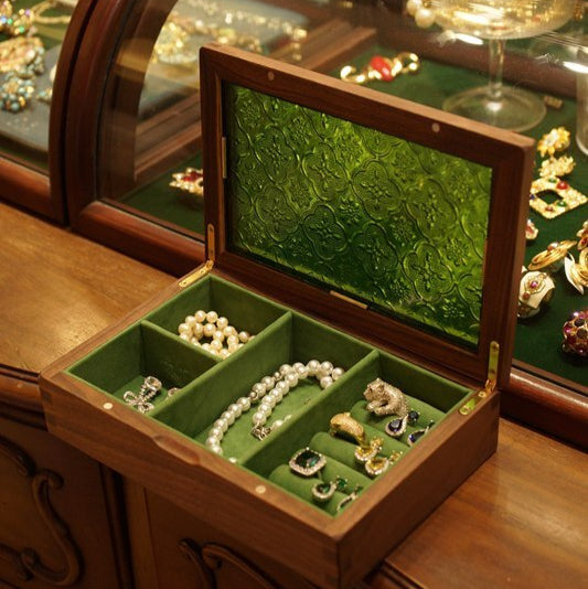 Antik Smykkeskrin I Glas