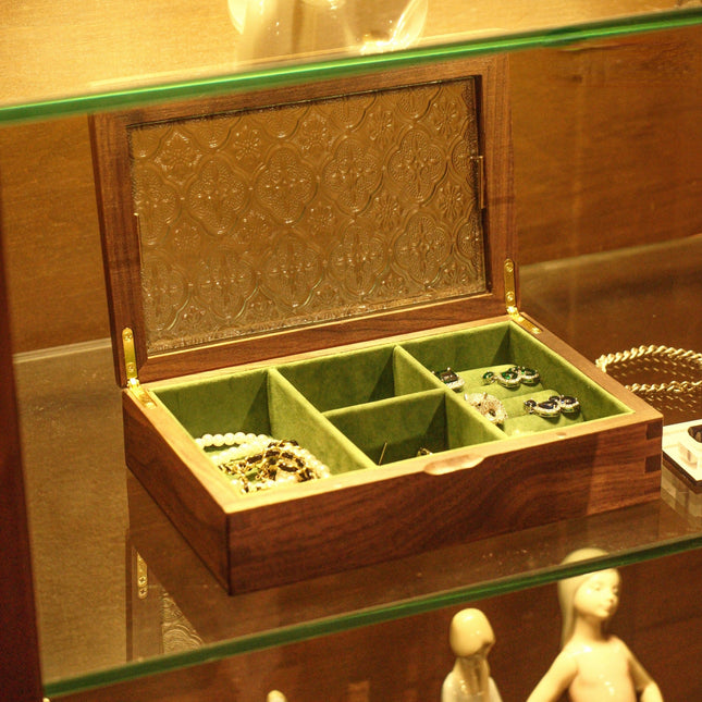 Antik Smykkeskrin I Glas