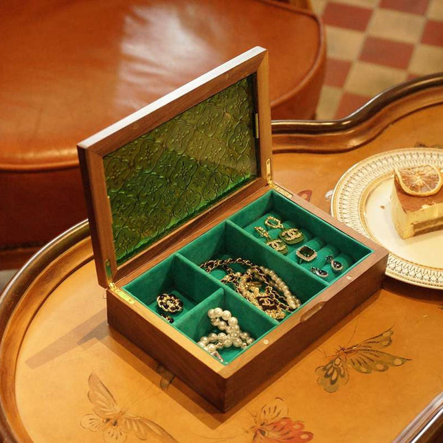 Antik Smykkeskrin I Glas