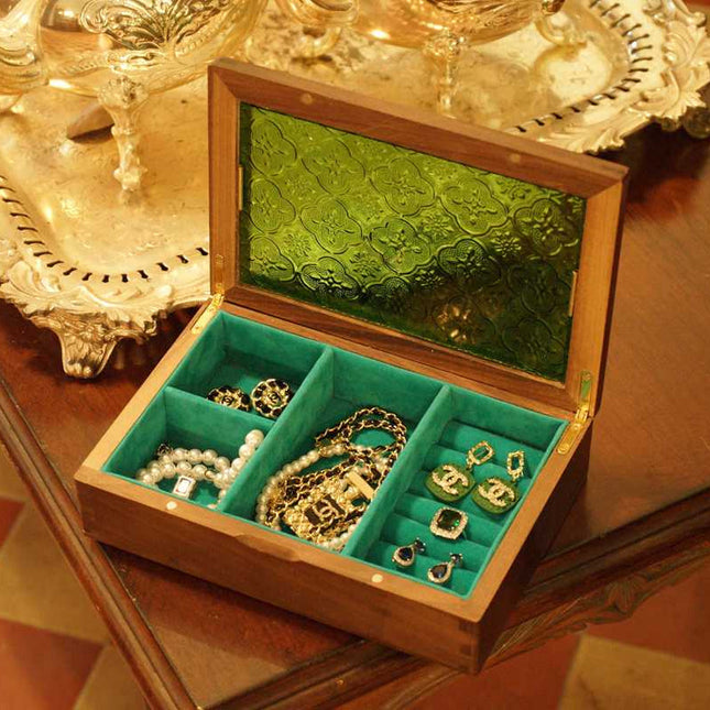 Antik Smykkeskrin I Glas