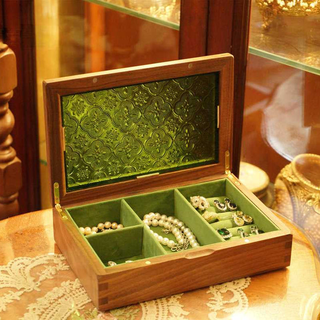 Antik Smykkeskrin I Glas