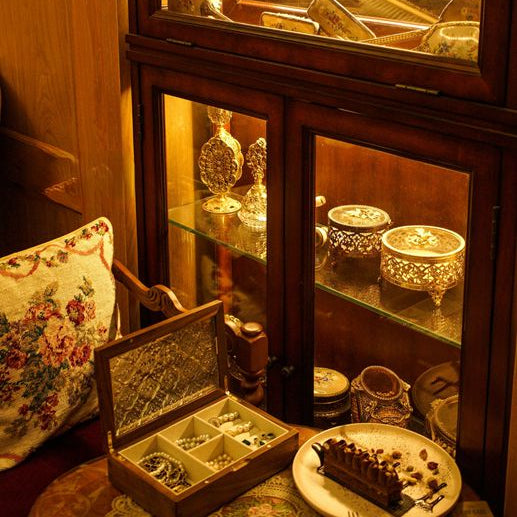 Antik Smykkeskrin I Glas