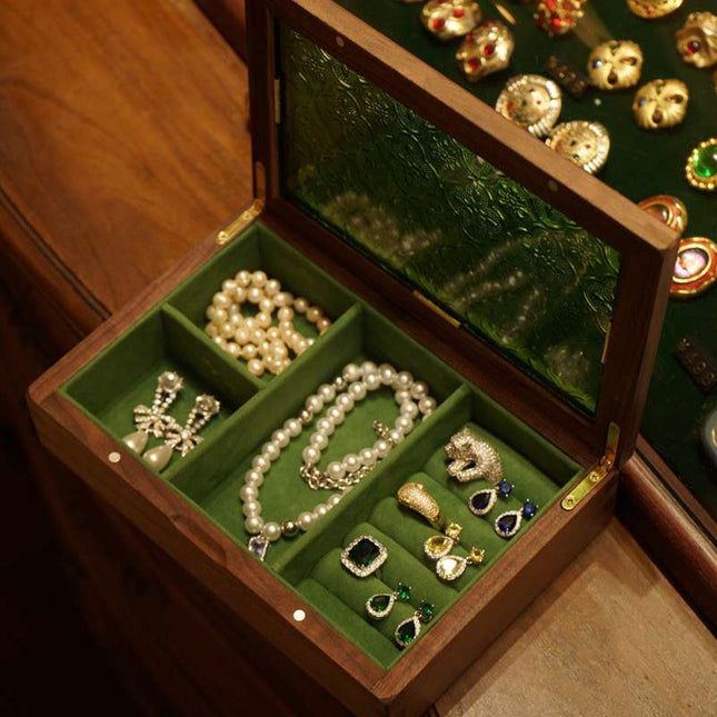 Antik Smykkeskrin I Glas