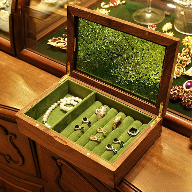 Antik Smykkeskrin I Glas