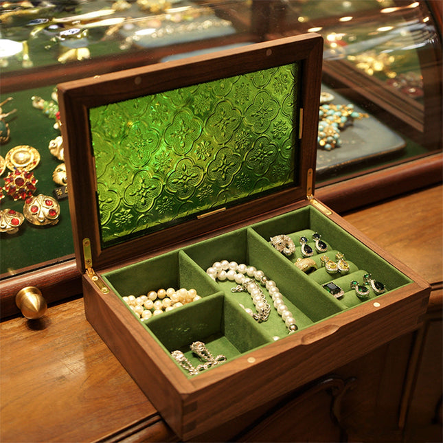 Antik Smykkeskrin I Glas