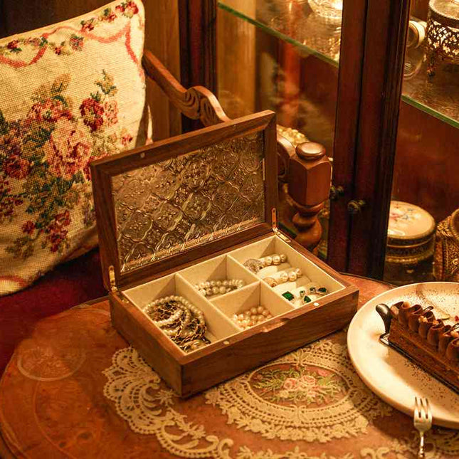 Antik Smykkeskrin I Glas