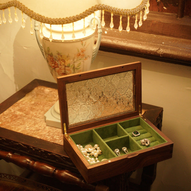 Antik Smykkeskrin I Glas