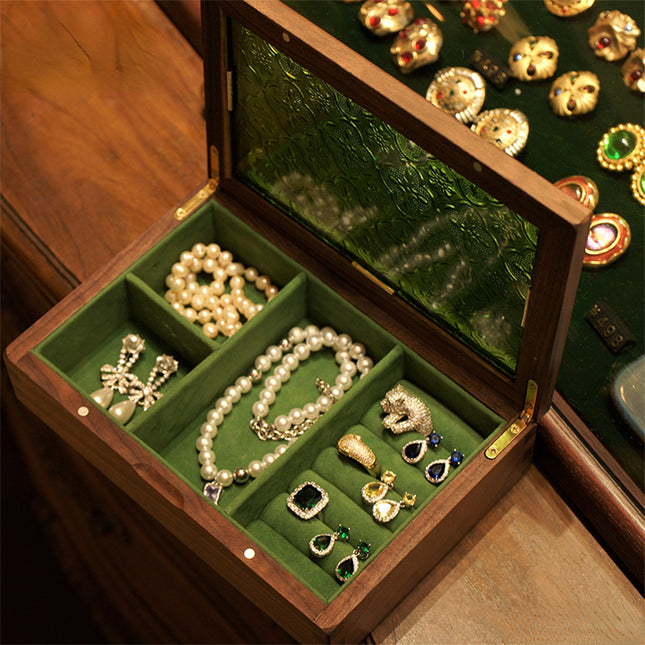 Antik Smykkeskrin I Glas