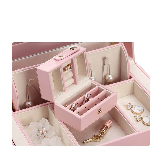 Smykkeskrin I Ægte Læder Sort