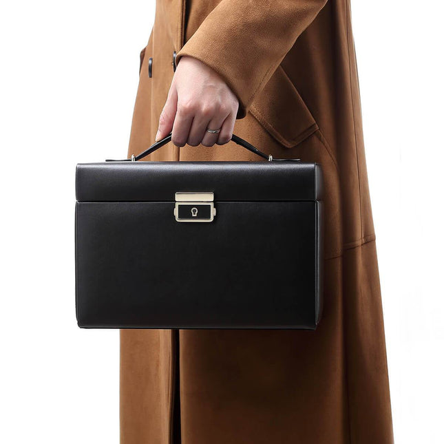 Smykkeskrin I Ægte Læder Sort