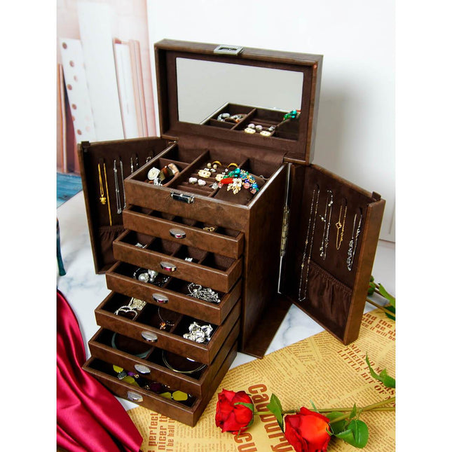 Smykkeskrin Brun Lædder Spejl