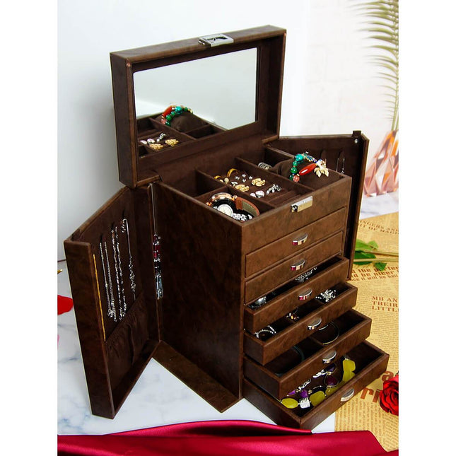 Smykkeskrin Brun Lædder Spejl