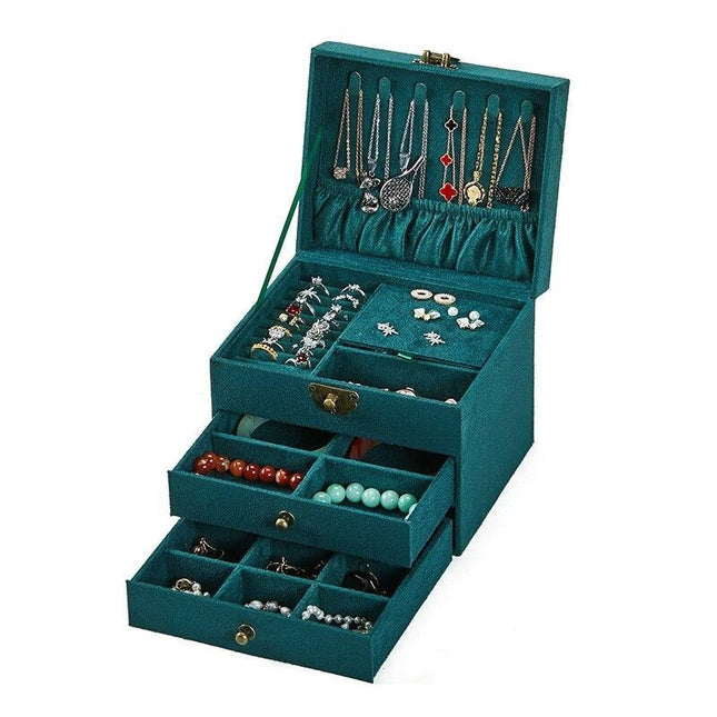 Grøn Velour Smykkeskrin