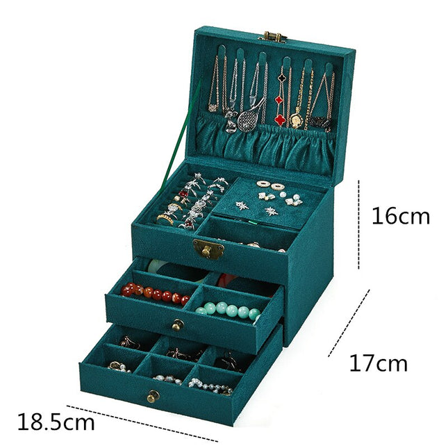Grøn Velour Smykkeskrin