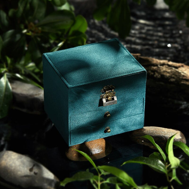 Grøn Velour Smykkeskrin